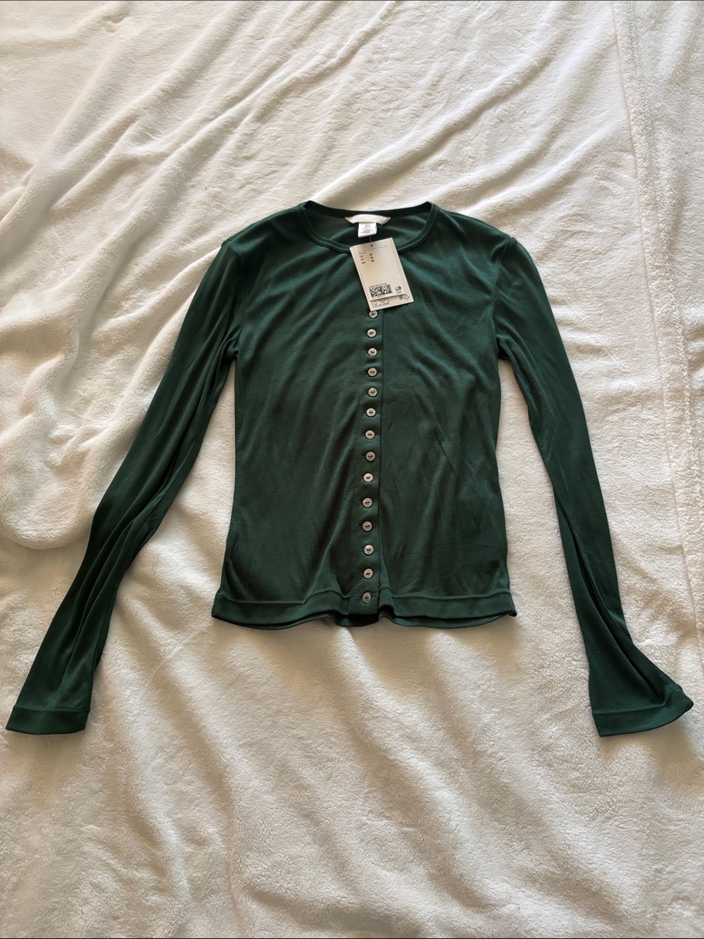 H&M Forest Green Long Sleeve Button-Front Top
